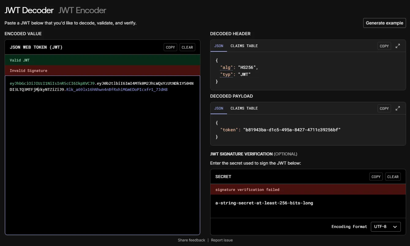 ภาพที่ 3 แสดงการ Decode JWT บน jwt.io