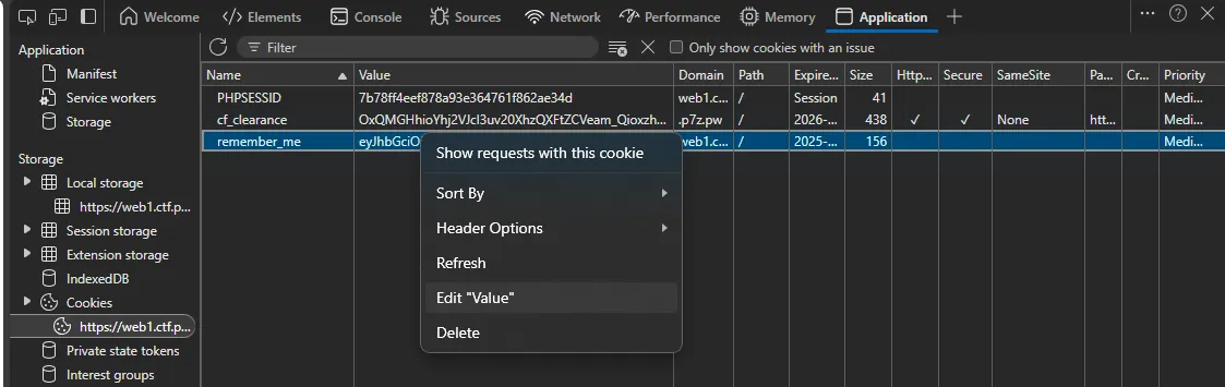 ภาพที่ 4 แสดงการแก้ไข Cookie ใน Browser